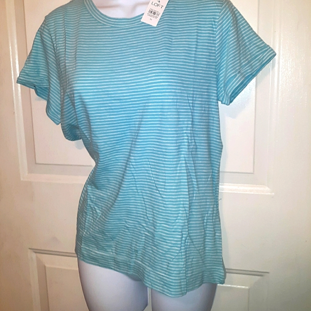 NWT ANN TAYLOR Loft Stripe Short Sleeve Perfect Te